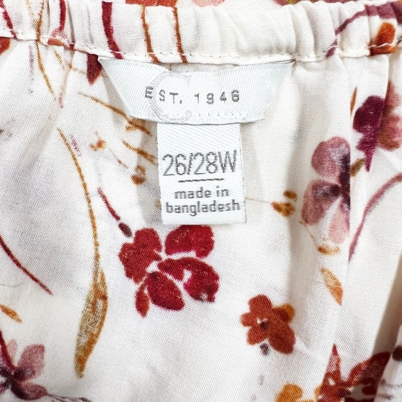 Cato Womens Plus Red Cream Floral Bohemian Long Sleeve Draped Blouse Size 26/28W - Picture 5 of 7